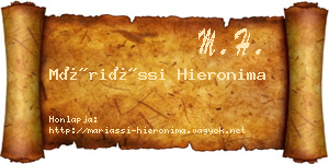 Máriássi Hieronima névjegykártya